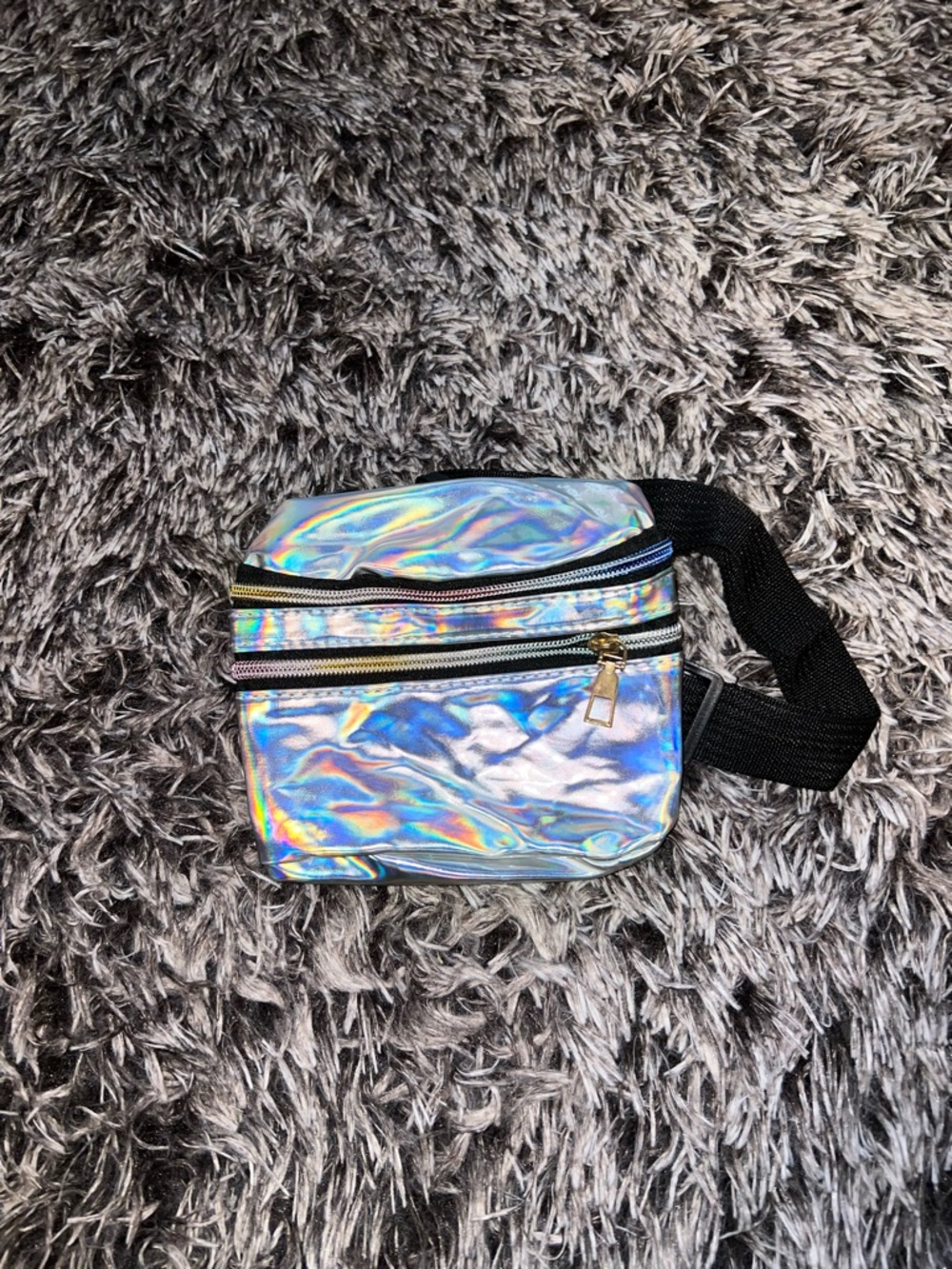 Iridescent Holographic Reflective Fanny Pack - Silver Rainbow
